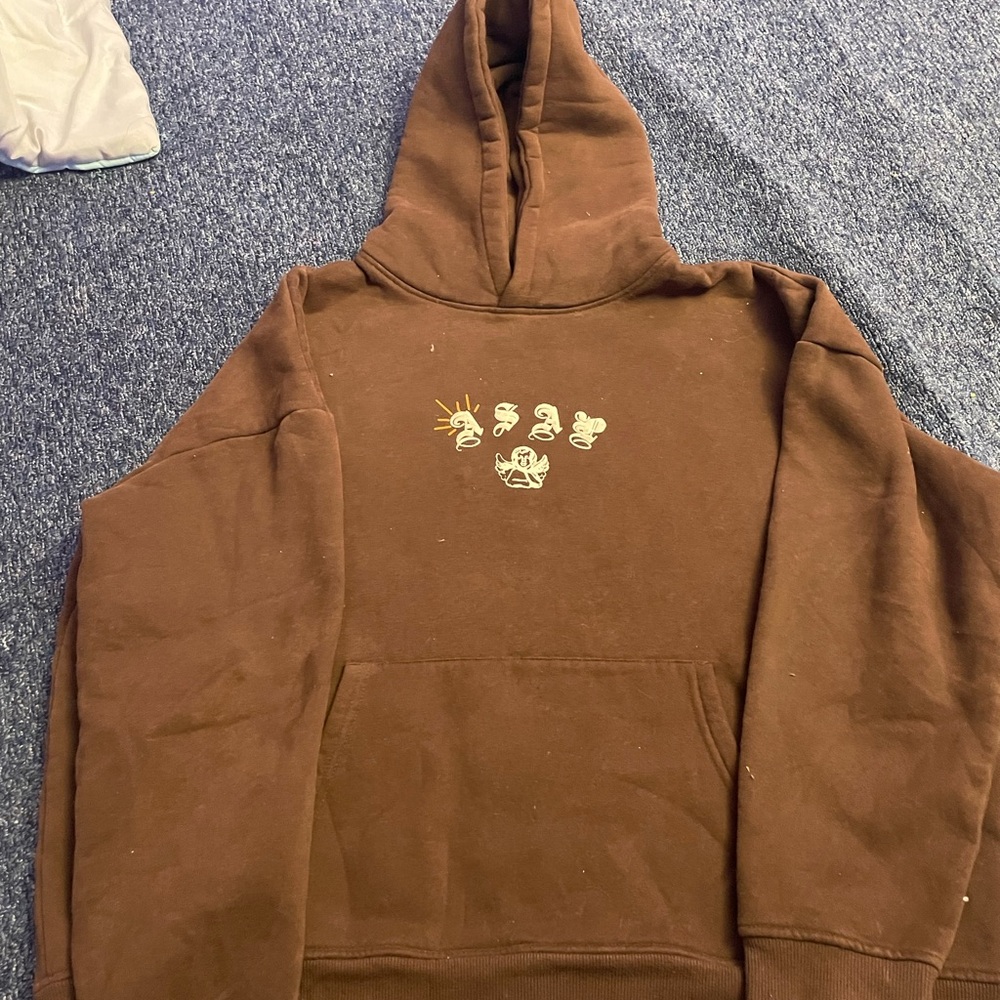 Brown Hoodie with Graphic Design